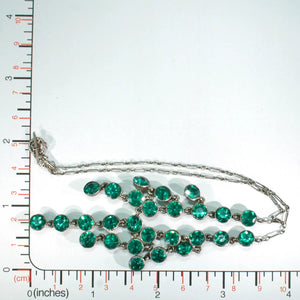 Antique Emerald Green Paste Silver Necklace
