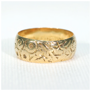 Antique Engraved 18k Gold Wedding Band Ring Hallmarked 1920