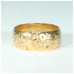Antique Engraved 18k Gold Wedding Band Ring Hallmarked 1920