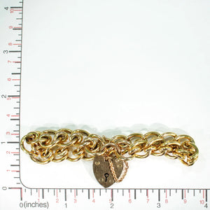 Antique Fancy Link Curb Style Bracelet Heart Lock