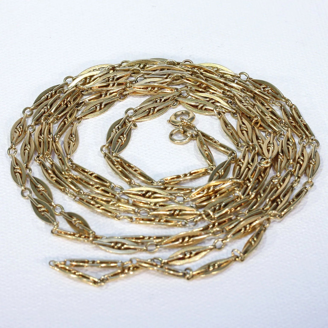 Antique French 60" Long Guard Chain Necklace in 18k Gold, c. 1900