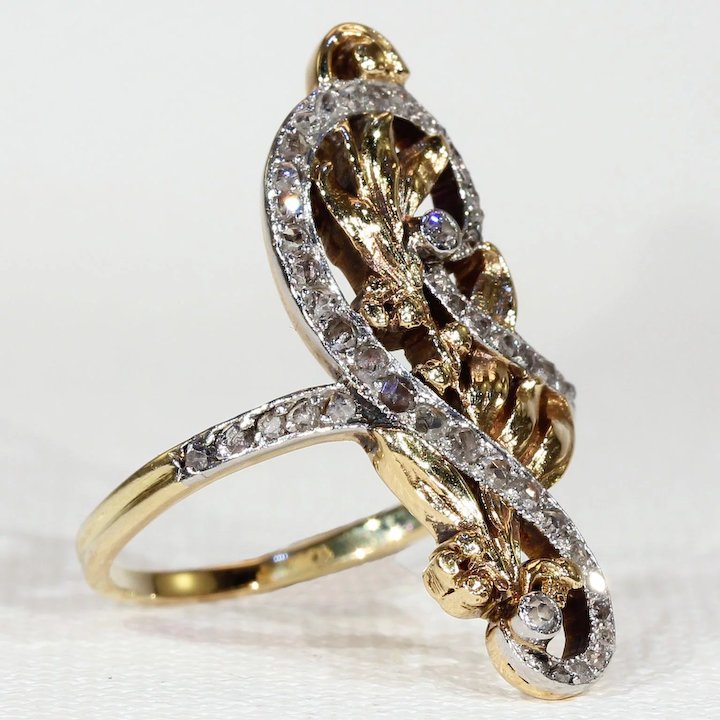 Antique French Art Nouveau Diamond Ring