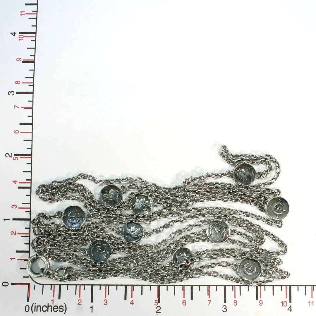 Antique French Art Nouveau Silver Station Necklace