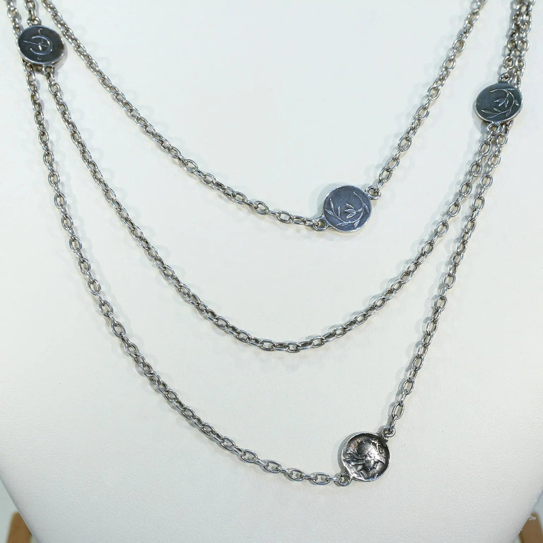 Antique French Art Nouveau Silver Station Necklace