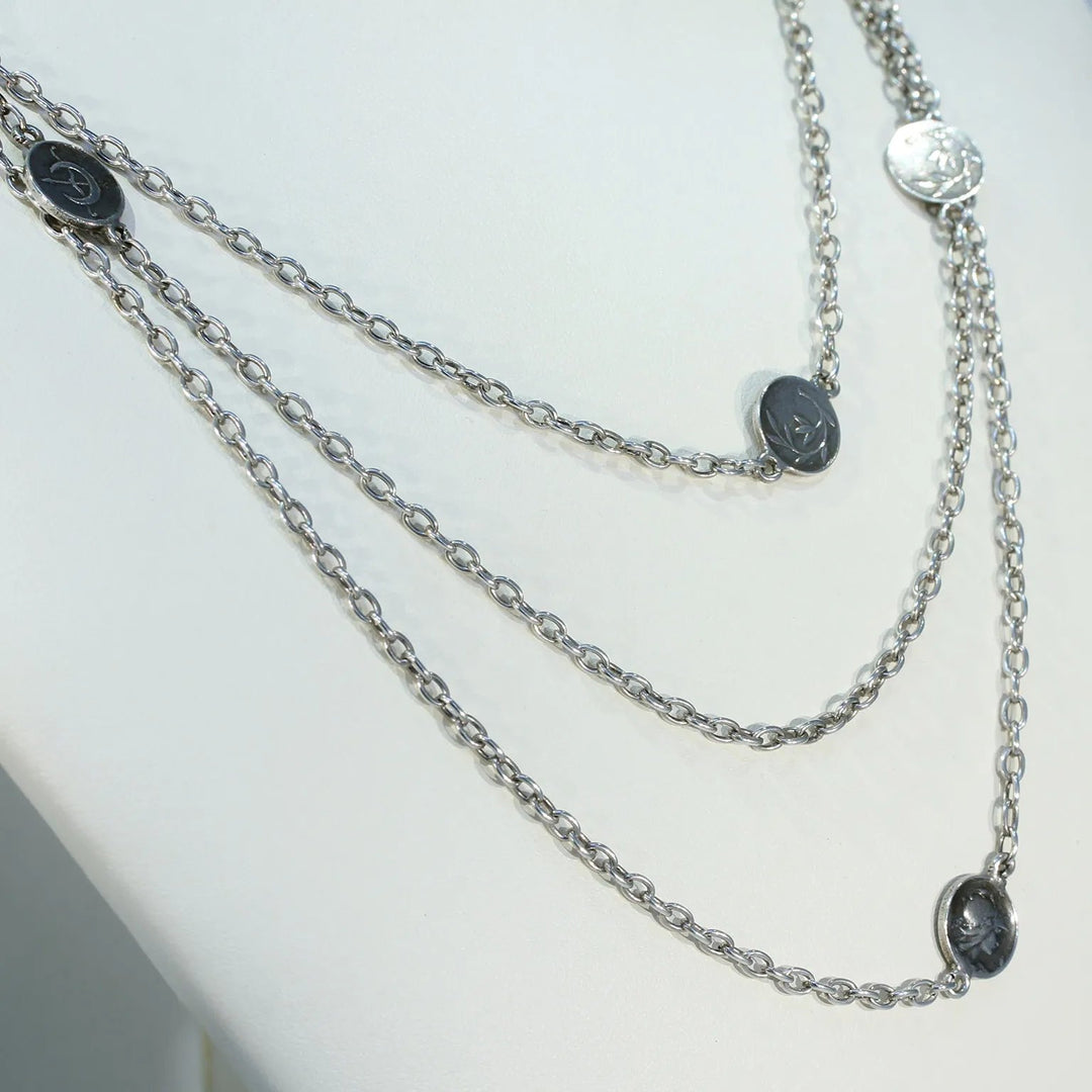 Antique French Art Nouveau Silver Station Necklace