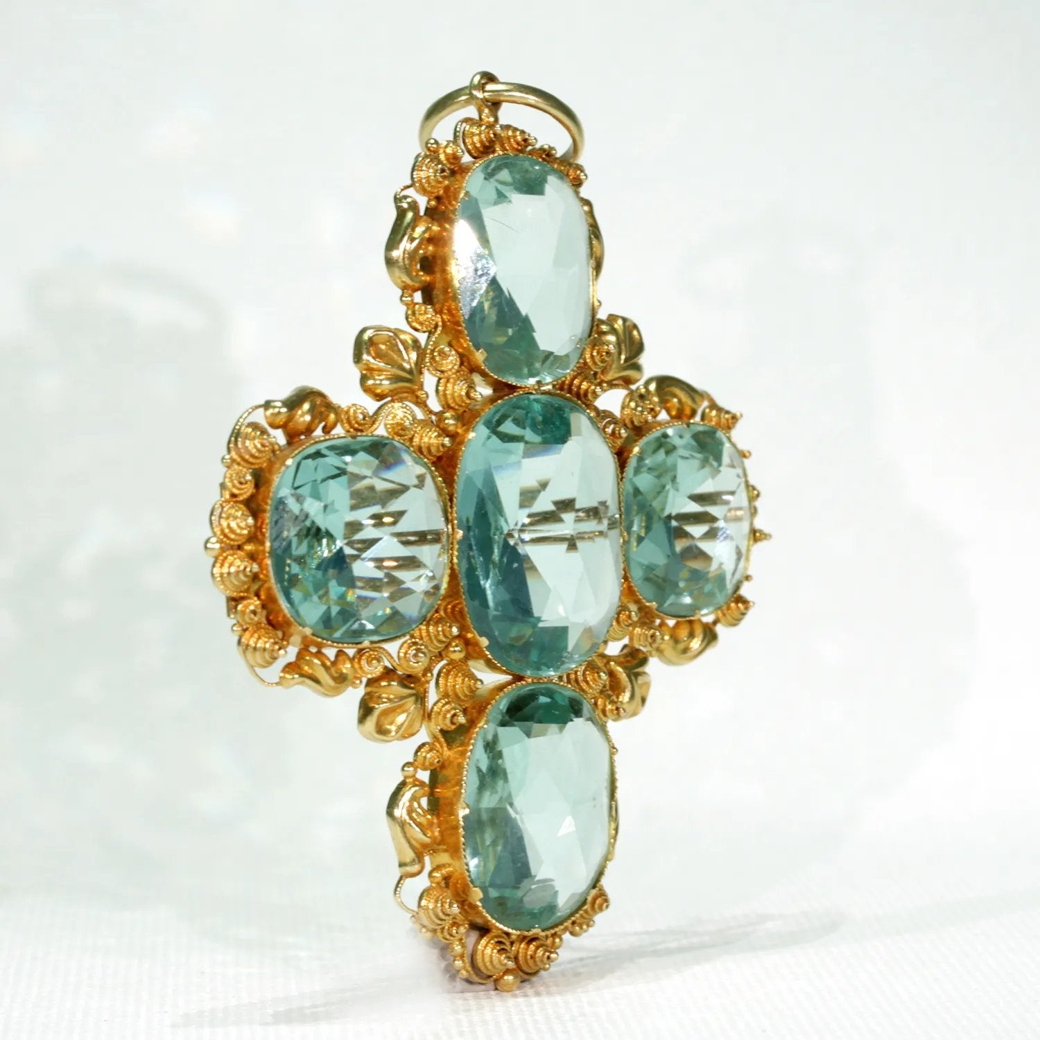 Antique Georgian Cross Paste Gold Pendant - Victoria Sterling