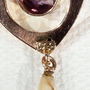 Antique Gold Art Nouveau Pearl Amethyst Pendant