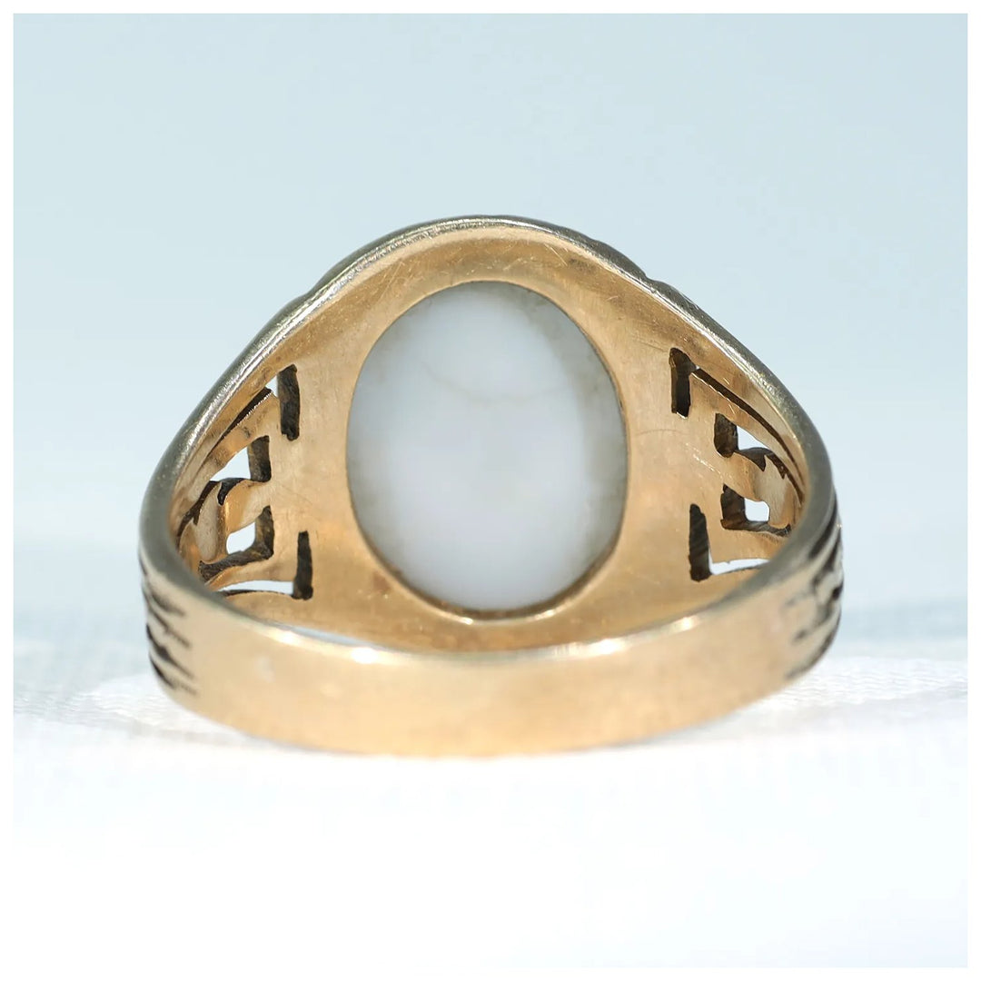 Antique Gold Sardonyx Carved Masonic Ring Intaglio