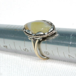 Antique Navette Gold Agate Ring