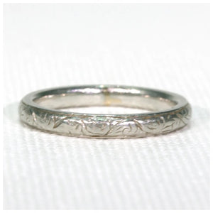 Antique Platinum Wedding Band Ring Inscribed 'Fidelity'