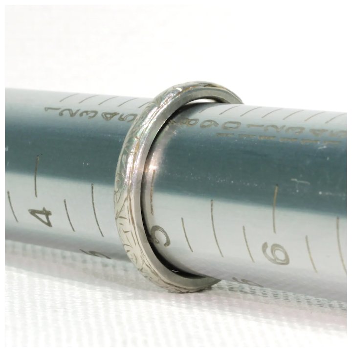 Antique Platinum Wedding Band Ring Inscribed 'Fidelity'
