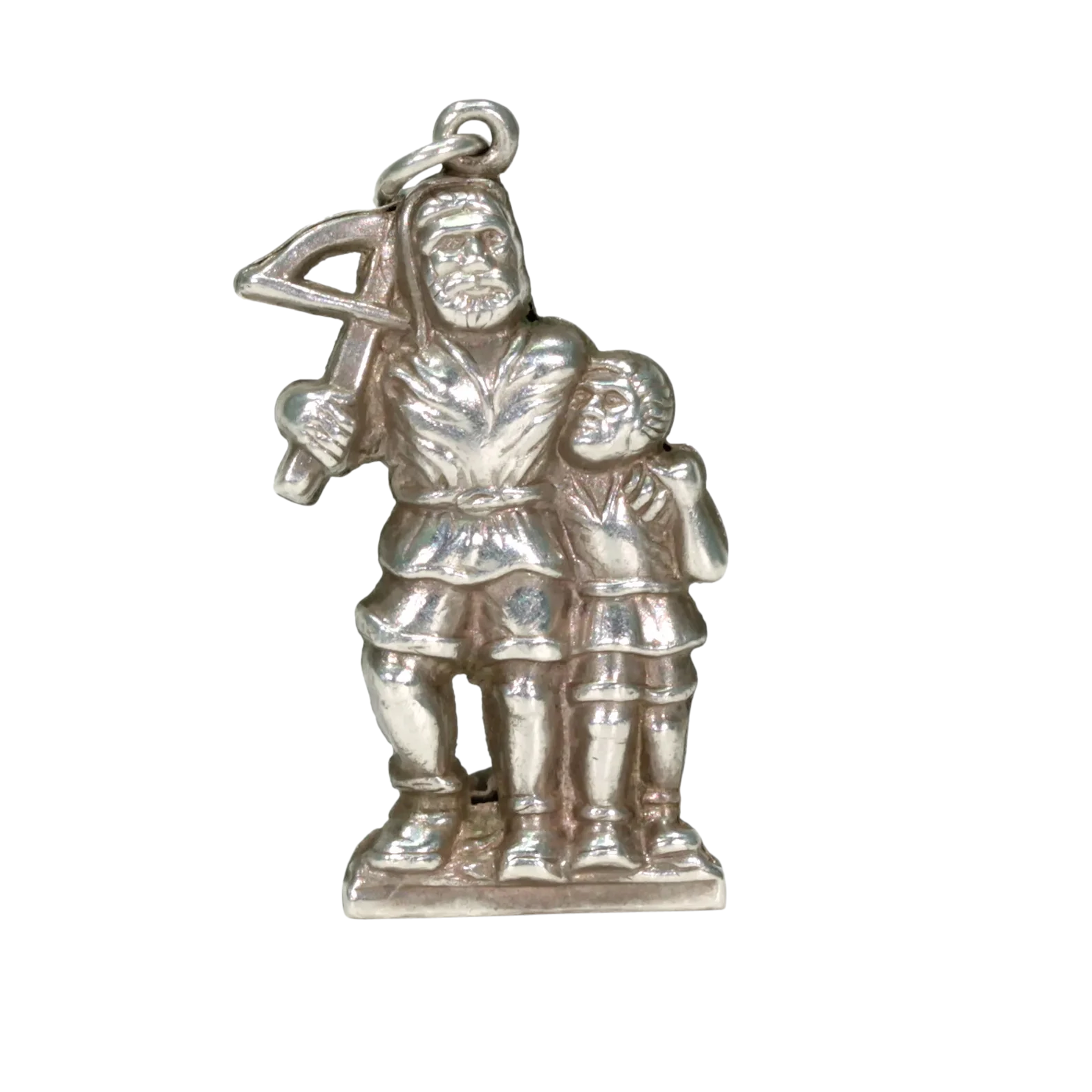 Antique Silver Archer and Child Pendant Charm