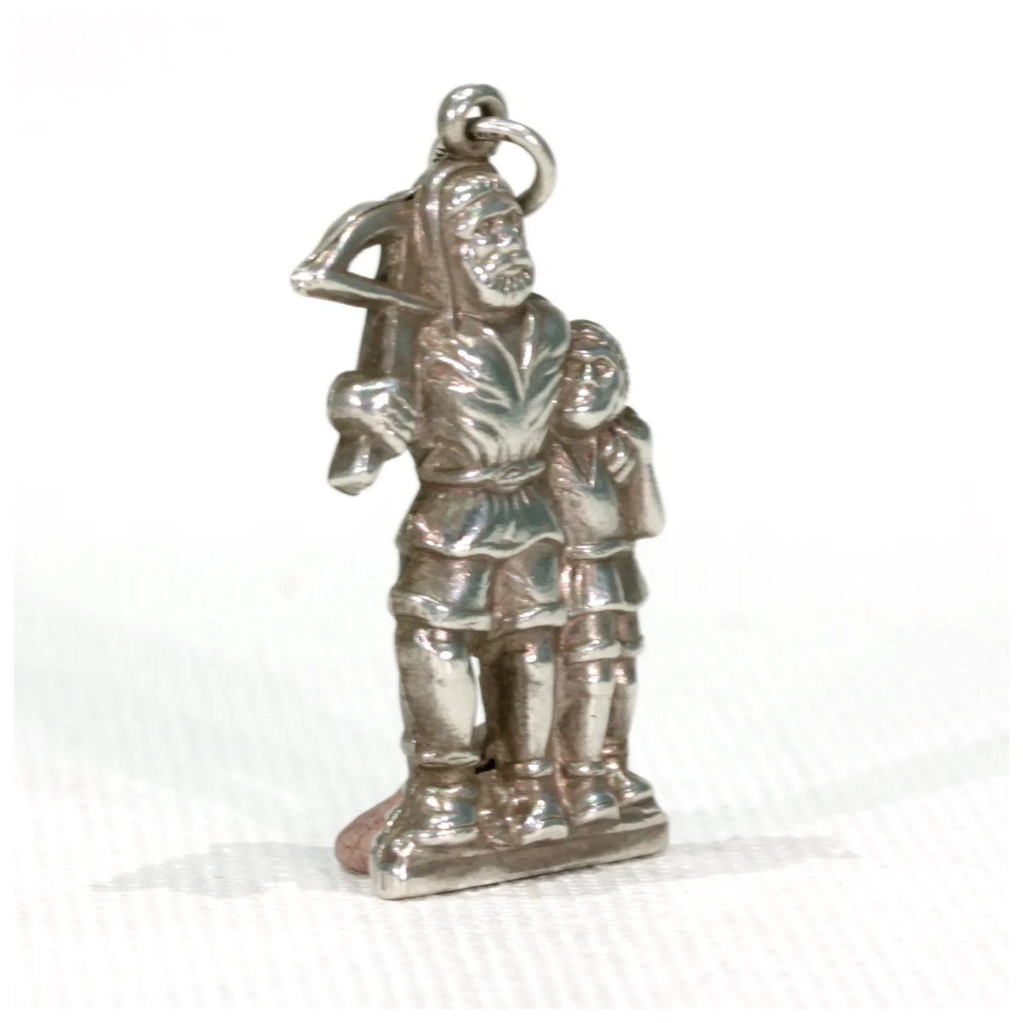 Antique Silver Archer and Child Pendant Charm