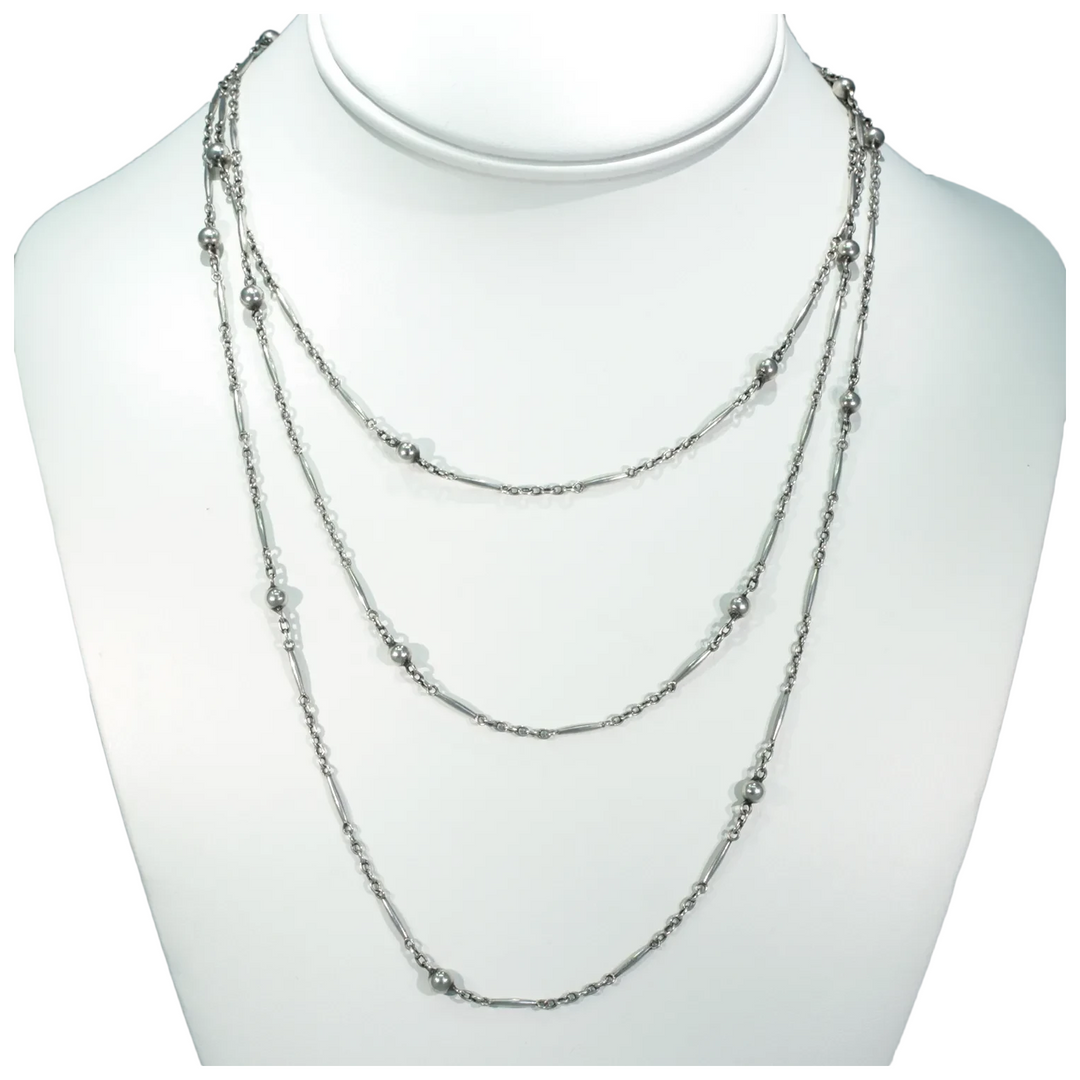 Antique Silver Murrle, Bennett and Co. Long Guard Watch Chain Necklace