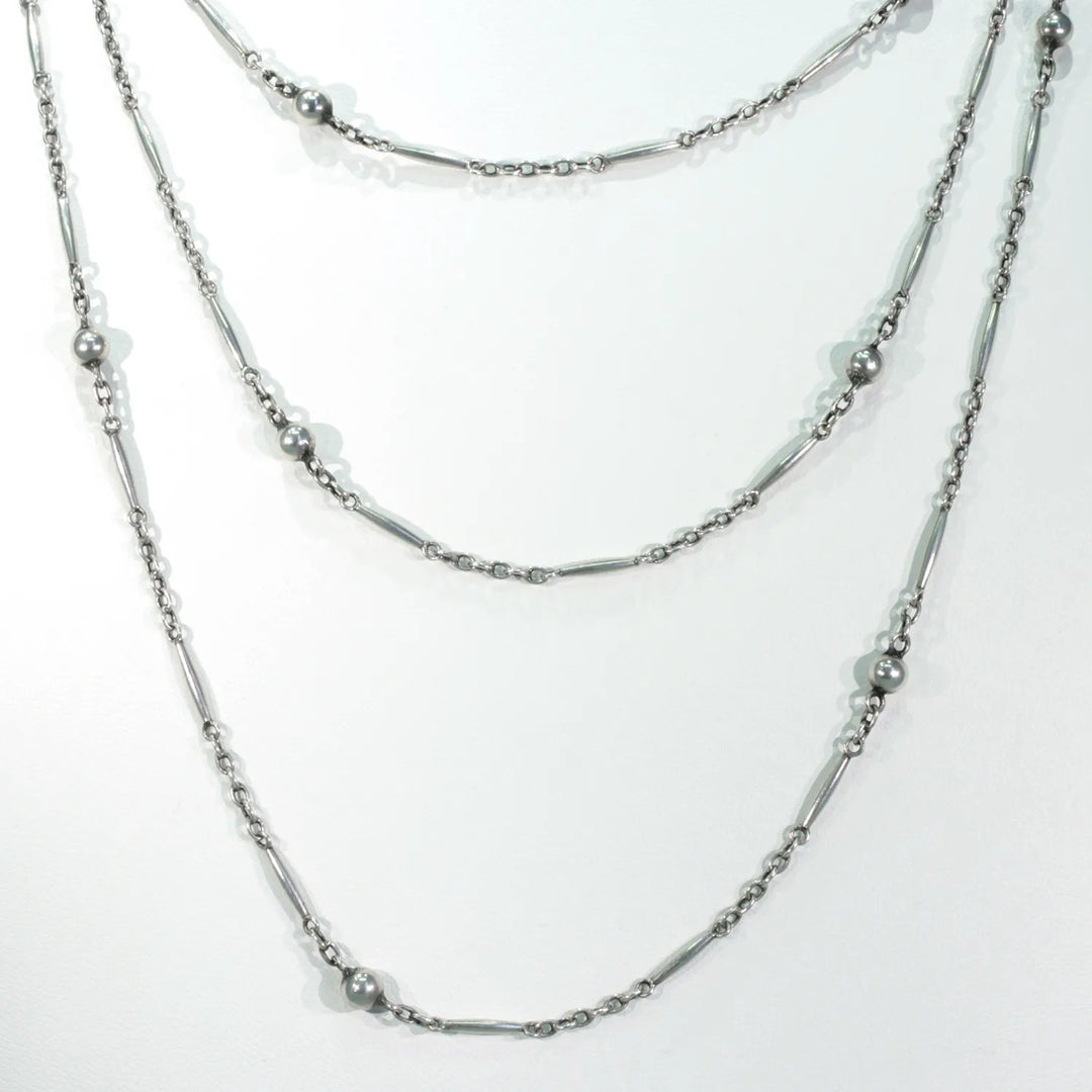 Antique Silver Murrle, Bennett and Co. Long Guard Watch Chain Necklace