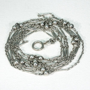 Antique Silver Murrle, Bennett and Co. Long Guard Watch Chain Necklace