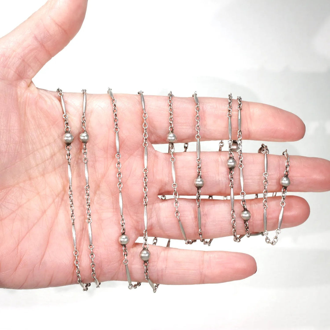 Antique Silver Murrle, Bennett and Co. Long Guard Watch Chain Necklace