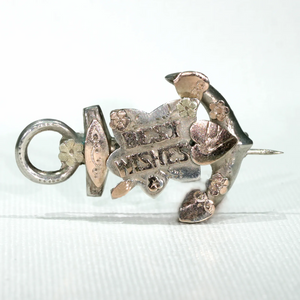 Antique Silver Sweetheart Brooch Pin "Best Wishes" Edwardian