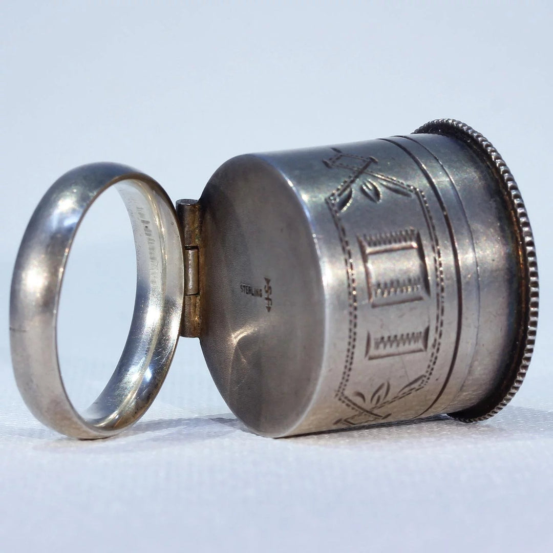 Antique Swift & Fisher Priest's Ring Annointing Oil Jar Silver