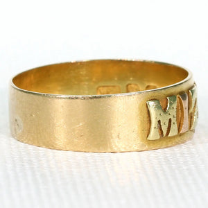 Antique Victorian 3 Color Gold Mizpah Ring Band