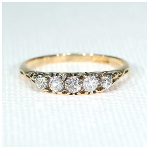 Antique Victorian 5 Diamond Ring 18k Gold