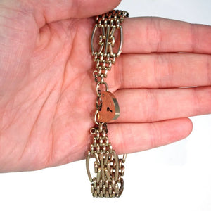 Antique Victorian 9k Gold Gate Bracelet Heart Lock Clasp