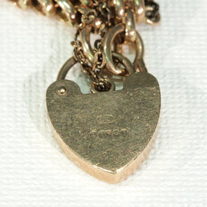 Antique Victorian 9k Gold Gate Bracelet Heart Lock Clasp