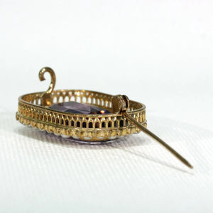 Antique Victorian Amethyst Pearl Brooch Pin Gold