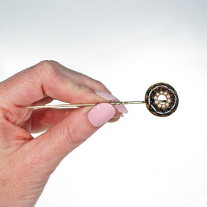 Antique Victorian Banded Agate Pearl Stick Pin