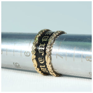 Antique Victorian Black Enamel In Memory Of Memorial Band Ring Inscribed