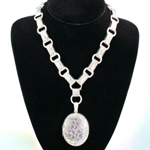 Antique Victorian Collar and Locket Necklace Set in Sterling Silver