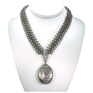 Antique Victorian Collar and Locket Necklace Sterling Silver