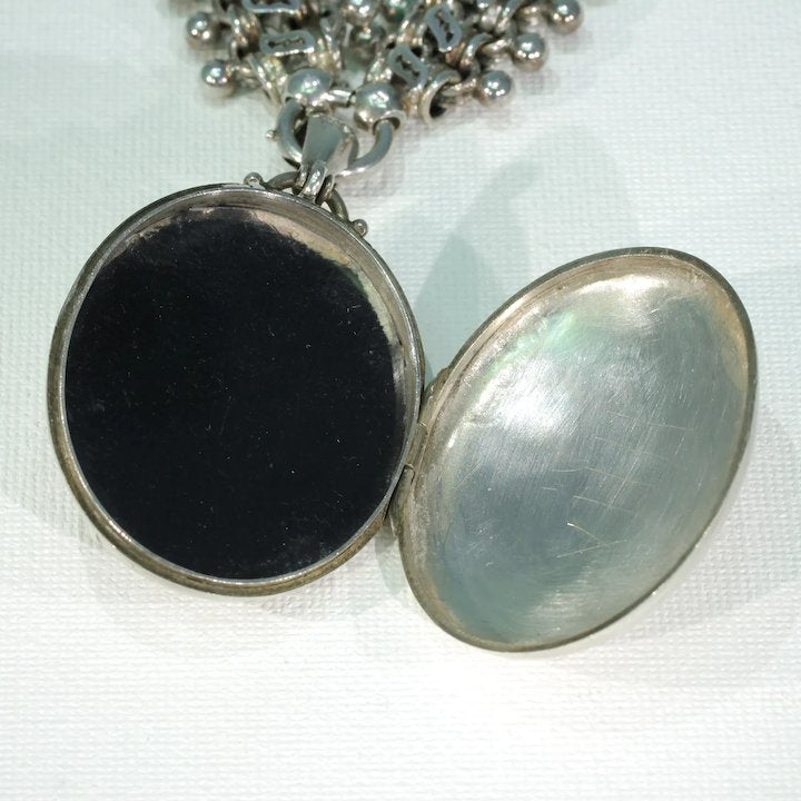 Antique Victorian Collar and Locket Necklace Sterling Silver