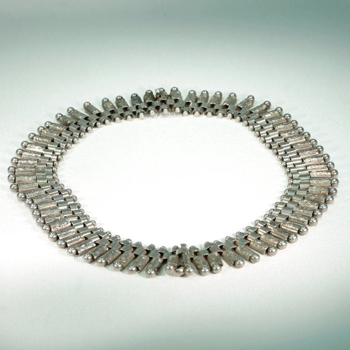 Antique Victorian Collar Necklace Wide Fringe Sterling Silver