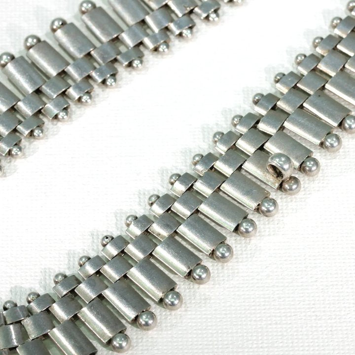 Antique Victorian Collar Necklace Wide Fringe Sterling Silver