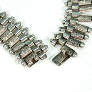 Antique Victorian Collar Necklace Wide Fringe Sterling Silver