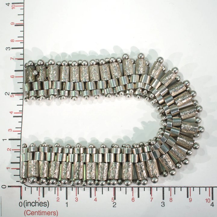 Antique Victorian Collar Necklace Wide Fringe Sterling Silver