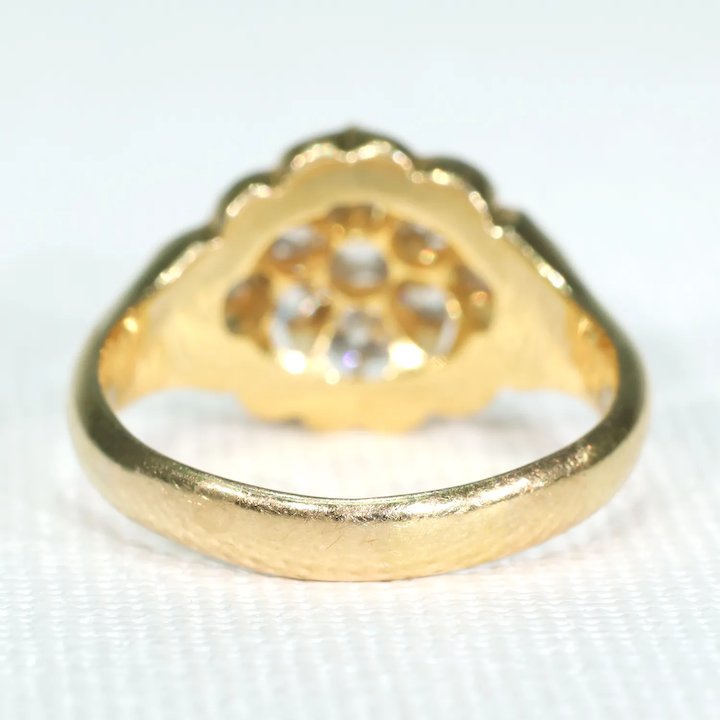 Antique Victorian Diamond Cluster Ring Engagement Hallmarked 18k Gold