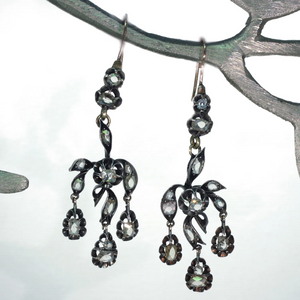 Antique Victorian Early Cut Diamond Chandelier Earrings