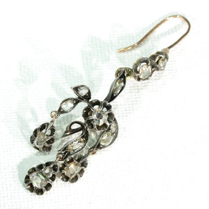 Antique Victorian Early Cut Diamond Chandelier Earrings