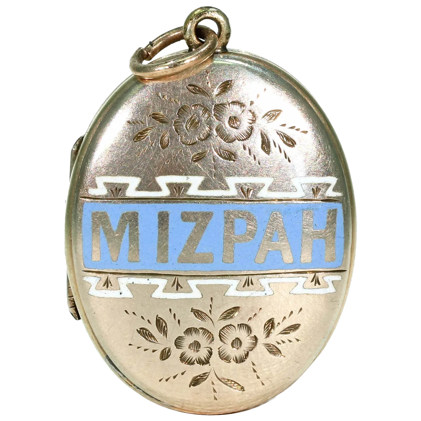 Antique Victorian Enamel Mizpah Locket 9k Gold