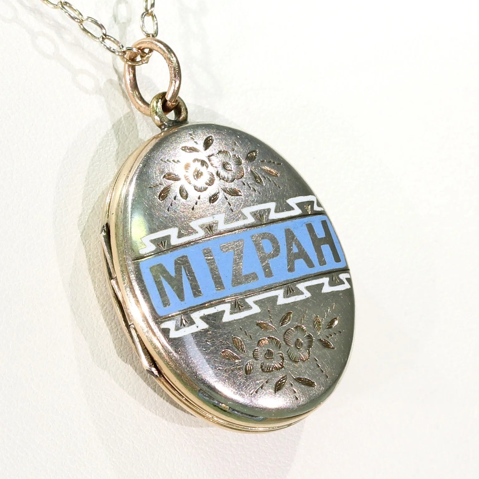 Antique Victorian Enamel Mizpah Locket 9k Gold