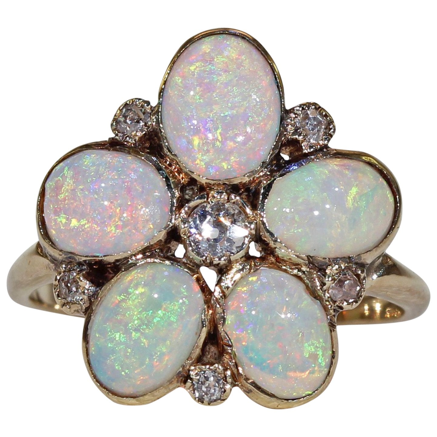 Antique Victorian Opal Diamond Flower Ring