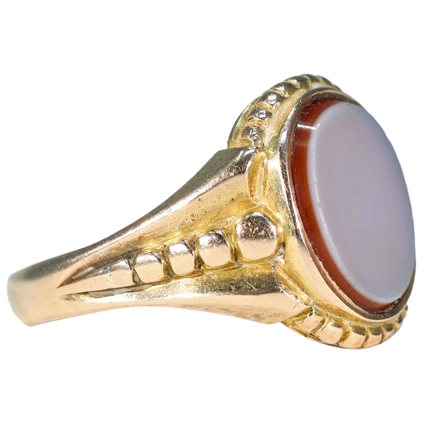 Antique Victorian Sardonyx Gold Signet Ring '1874'