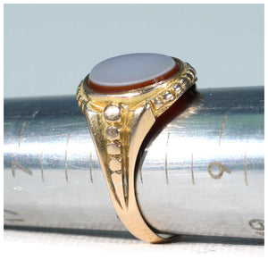 Antique Victorian Sardonyx Gold Signet Ring '1874'