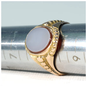 Antique Victorian Sardonyx Gold Signet Ring '1874'