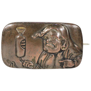 Antique Victorian Shakudo Brooch Pin in Box