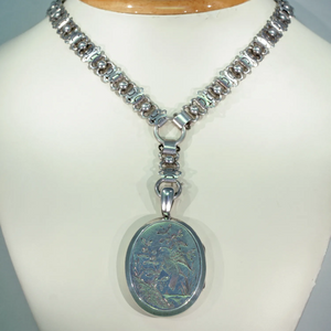 Antique Victorian Silver Collar and Locket Necklace
