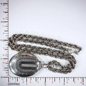Antique Victorian Silver Collar and Locket Set, Birmingham 1876