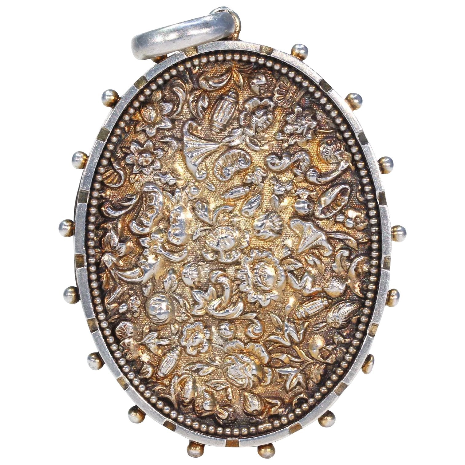 Antique Victorian Silver Repoussed Locket